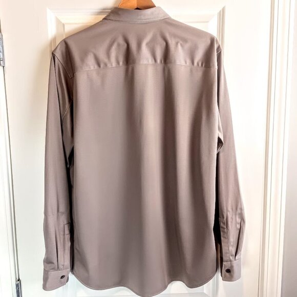 Theory Men's Taupe Patch Pocket Structure Knit Long Sleeve Shirt - Picture 2 of 9